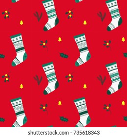 Christmas socks pattern. Vector illustration