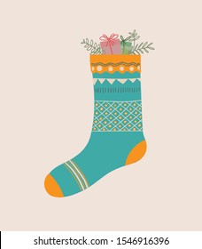 christmas socks with present, Holiday concept.