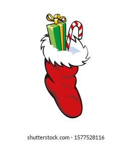 Christmas Socks with Presents. Winter Vector