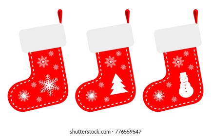 Christmas socks, red color, isolated on white background 