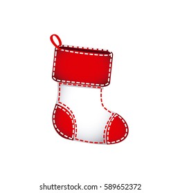 christmas socks with red fur and white body vector illustration