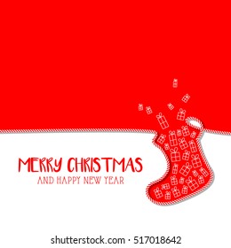 christmas socks red vector card