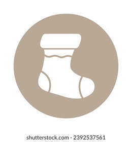Christmas Socks Round Icon Vector Illustration Isolated on Transparent Background. Use for Xmas, Decoration, Greeting Card Etc.