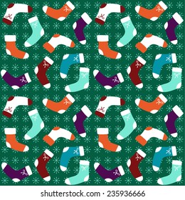 Christmas socks. Seamless background