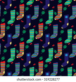 Christmas socks seamless pattern