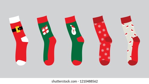 Christmas socks set. vector illustration