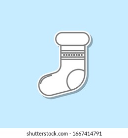 Christmas socks sticker icon. Simple thin line, outline vector of web icons for ui and ux, website or mobile application