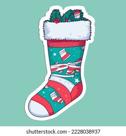 Christmas socks sticker, xmas cute sock stickers. Multicolor