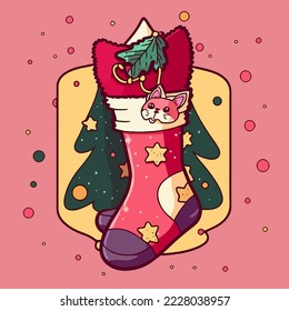 Christmas socks sticker, xmas sock stickers pack. New-year collection