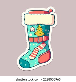 Christmas socks sticker, xmas sock stickers decoration. New-year collection