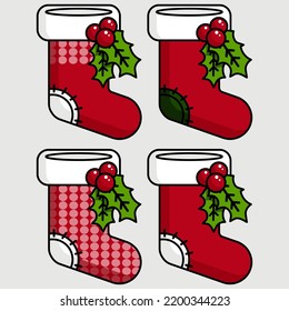 Christmas Socks For Stickers, Clipart For Xmas.