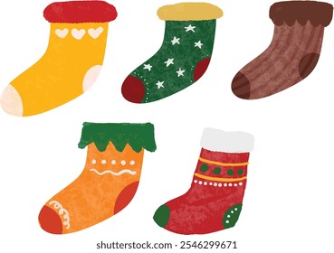 Christmas socks stockings watercolor set