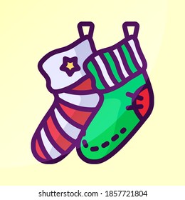 Christmas socks vector element. Christmas cartoon illustration.