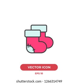 Christmas socks vector icon illustration.Premium quality.