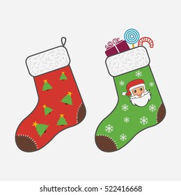 Christmas socks. Vector illustration.