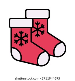 Navidades Calcetines Ilustración vectorial, Icono de estilo lleno