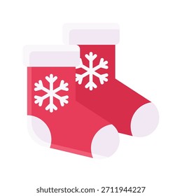 Christmas Socks Vector Illustration, Flat Style Icon