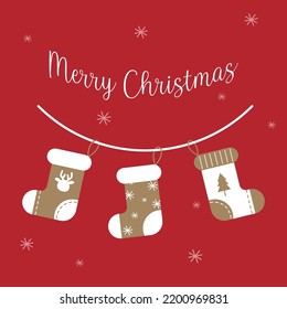 medias de Navidad. Ilustración vectorial. Feliz tarjeta navideña.