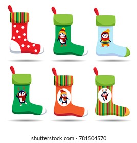 Christmas socks , vector illustration set on white background