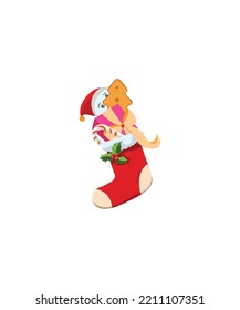  Christmas socks vector isolated on white background. for Christmas and New Year background. Perfect for coloring book, textiles, icon, web, painting, books, t-shirt print.  