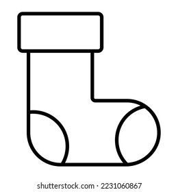 Christmas socks vector outline icon isolate on white background modern design