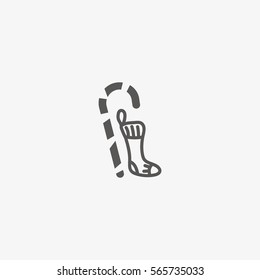 Christmas socks, walking stick, icon