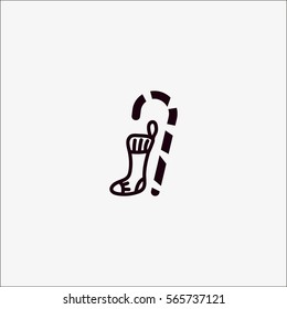 Christmas socks, walking stick, icon