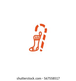 Christmas socks, walking stick, icon