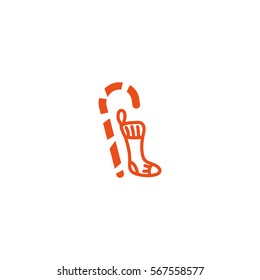 Christmas socks, walking stick, icon