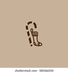 Christmas socks, walking stick, icon