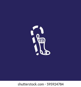 Christmas socks, walking stick, icon