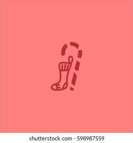 Christmas socks, walking stick, icon
