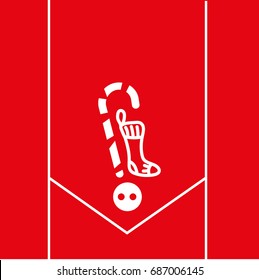Christmas socks, walking stick icon