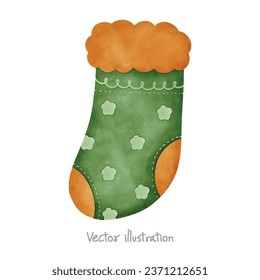 Calcetines navideños Elementos acuarelas para decoraciones navideñas Ilustración vectorial