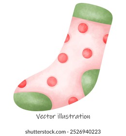 Christmas Socks , watercolor christmas stockings , Winter holidays red green color comfortable clothes