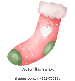 Christmas Socks , watercolor christmas stockings , Winter holidays red green color comfortable clothes