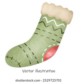 Christmas Socks , watercolor christmas stockings , Winter holidays red green color comfortable clothes