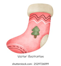 Christmas Socks , watercolor christmas stockings , Winter holidays red green color comfortable clothes