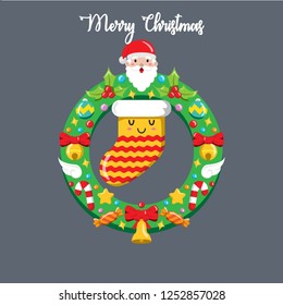 Christmas Socks with wreath, Flat Design Style Eps 10. 4