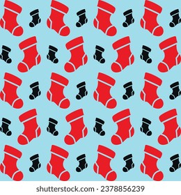 Christmas socks xmas decoration seamless pattern trendy design wallpaper vector illustration background