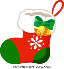 Weihnachtssocken[rot].Christliches Material Symbol. Vektorbild