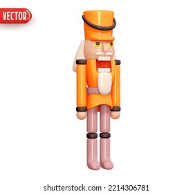 Christmas Soldier Nutcrackers. Xmas toy is soldier isolated on white background. Realistic 3d character in cartoon style. vector illustration