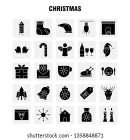 Christmas Solid Glyph Icons Set For Infographics, Mobile UX/UI Kit And Print Design. Include: Snowman, Christmas, Winters, Festival, Snowman, Collection Modern Infographic Logo and Pictogram. - Vector