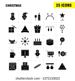 Christmas Solid Glyph Icons Set For Infographics, Mobile UX/UI Kit And Print Design. Include: Christmas Candy, Sweet, Christmas, Food, Meal, Clown, Santa Collection Modern Infographic Logo and Pictogr