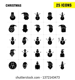 Christmas Solid Glyph Icons Set For Infographics, Mobile UX/UI Kit And Print Design. Include: Drink, Food, Meal, Knife, Snowman, Christmas, Winters, Festival, Collection Modern Infographic Logo and Pi