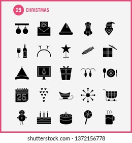 Christmas Solid Glyph Icons Set For Infographics, Mobile UX/UI Kit And Print Design. Include: Christmas Candy, Sweet, Christmas, Food, Meal, Clown, Santa Collection Modern Infographic Logo and Pictogr