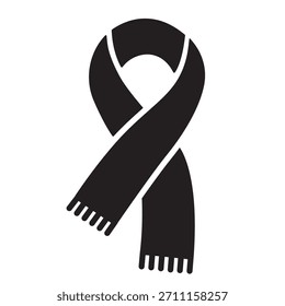 Christmas solid scarf icon. Minimal glyph silhouette vector for holiday, winter, cozy accessory theme. 