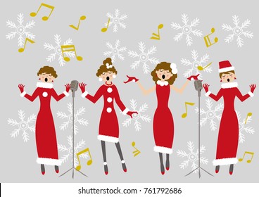 Christmas Song.Female Chorus.Season Clip Art.