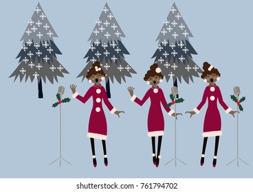 Christmas Song.Female chorus.Season clip art.