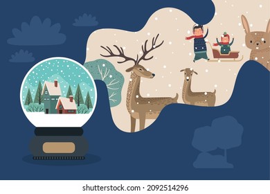 christmas souvenir and snowscape icons